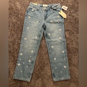 NWT Pearl Detail Straight Jeans
